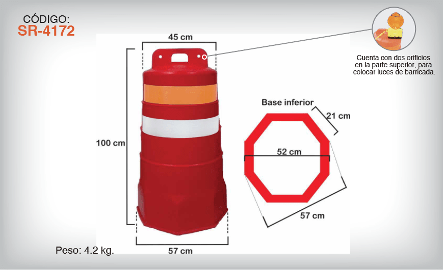 TAMBOR PARA TRAFICO VEHICULAR CON 2 REFLEJANTES SR-4172K JYRSA