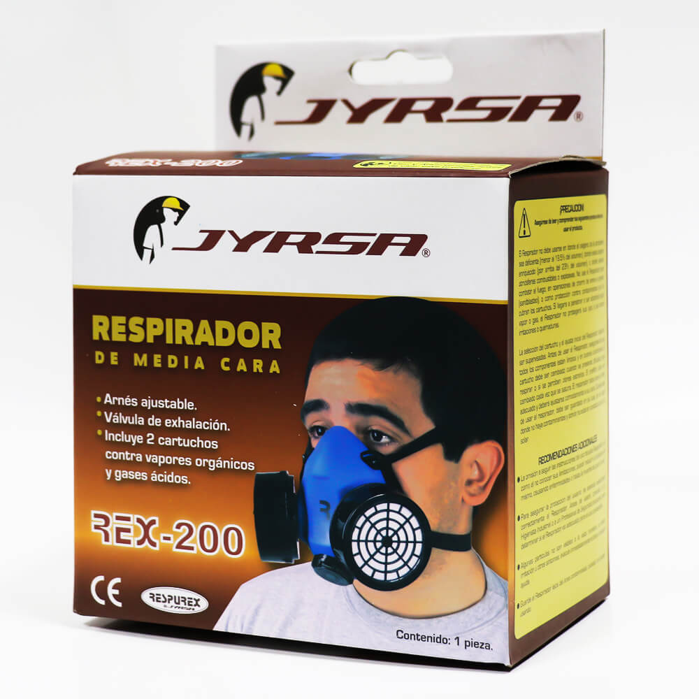 RESPIRADOR DE 2 TROMPAS VS GASES ACIDOS Y VAPORES ORGANICOS REX-200 JYRSA