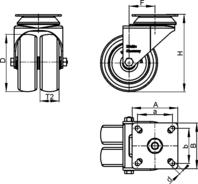 RUEDA DOBLE GIRATORIA TERMOPLASTICA 50X2X51MM 80KG LDA-TPA 50G 555490 BLICKLE