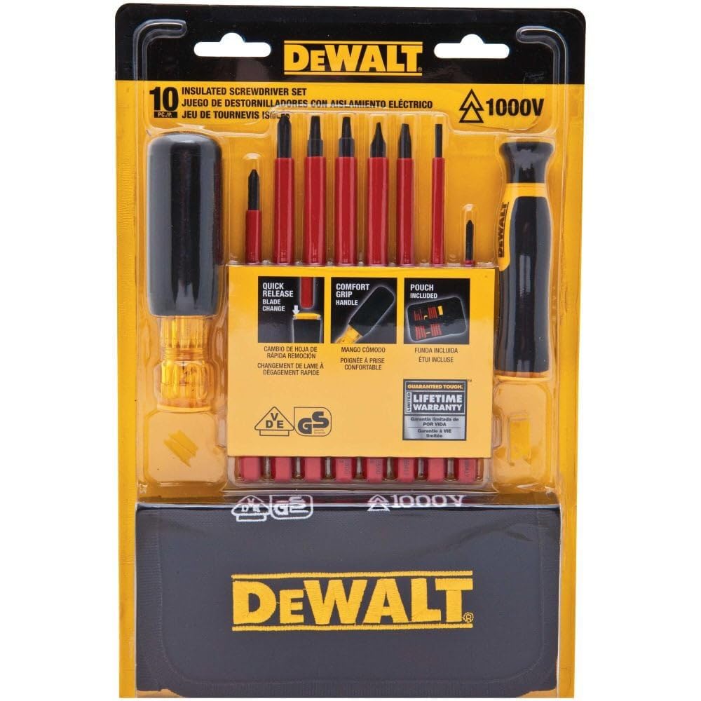 JUEGO DESTORNILLADOR INTERCAMBIABLE AISLADO PARA 1000V 10PZ DWHT66417 DEWALT