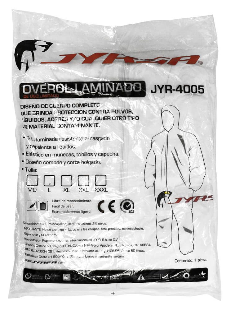 OVEROL LAMINADO DESECHABLE CAJA 25 JYR-4005 JYRSA