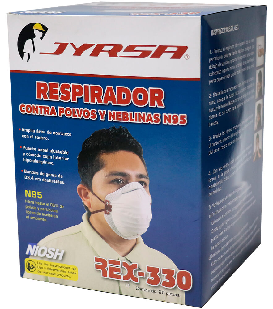 RESPIRADOR N95 CONTRA POLVO Y PARTICULAS NO TOXICAS REX-330 JYRSA