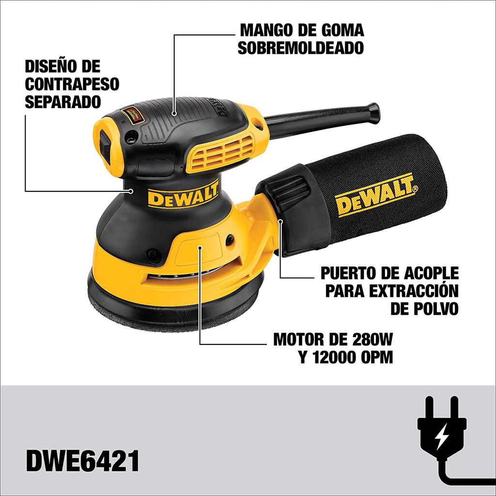 LIJADORA ROTO-ORBITAL 5" 3 AMP DWE6421B3 DEWALT
