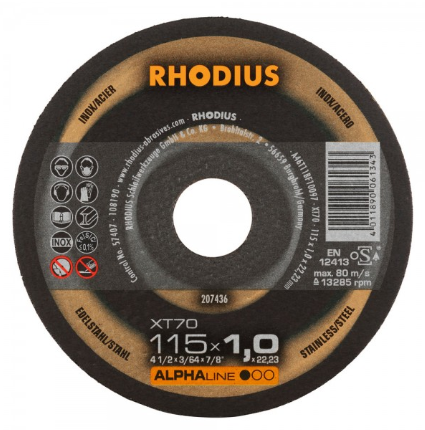 DISCO CORTE METAL FINO 115X1.0X22.2MM 207436 ALFA LINE RHODIUS