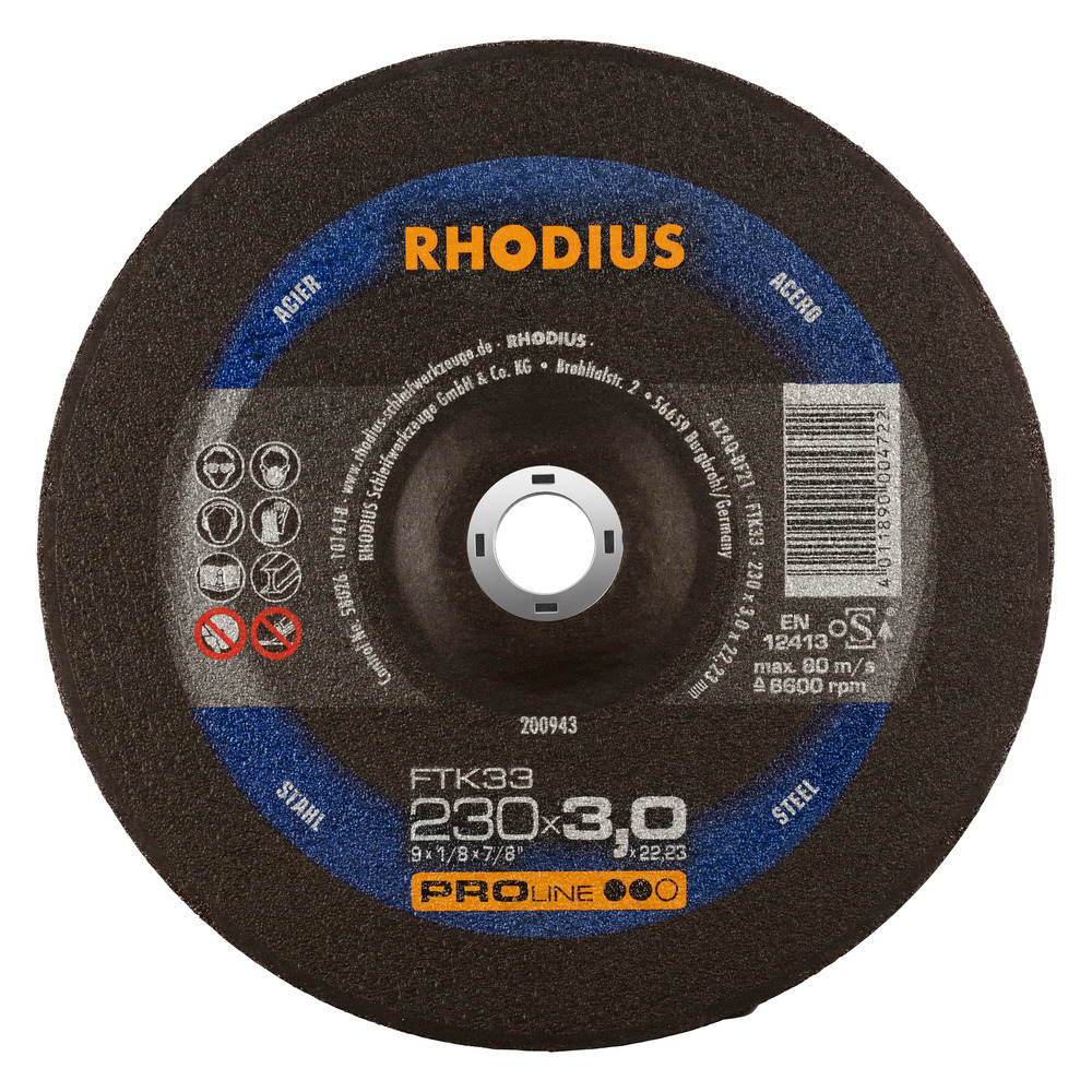 DISCO CORTE METAL CONCAVO 230x3x22.2MM 200943 PRO LINE RHODIUS