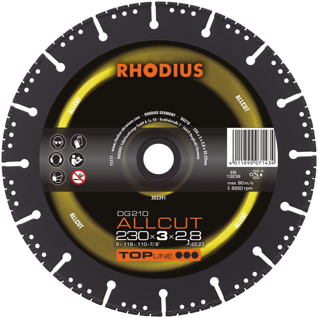 DISCO CORTE DIAMANTE DG210 9" ALL CUT 303391 RHODIUS