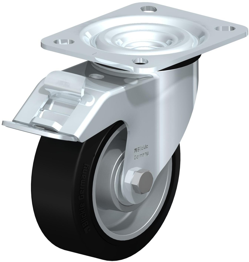 RUEDA GIRATORIA CON FRENO GOMA ELASTICA 100X40MM 200KG L-ALEV 100K-FI 562066 BLICKLE