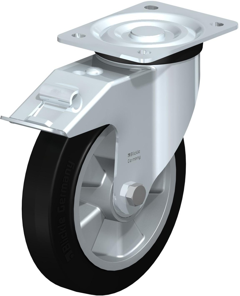 RUEDA GIRATORIA CON FRENO GOMA 200X50MM 400KG L-ALEV 200K-FI 270660 BLICKLE