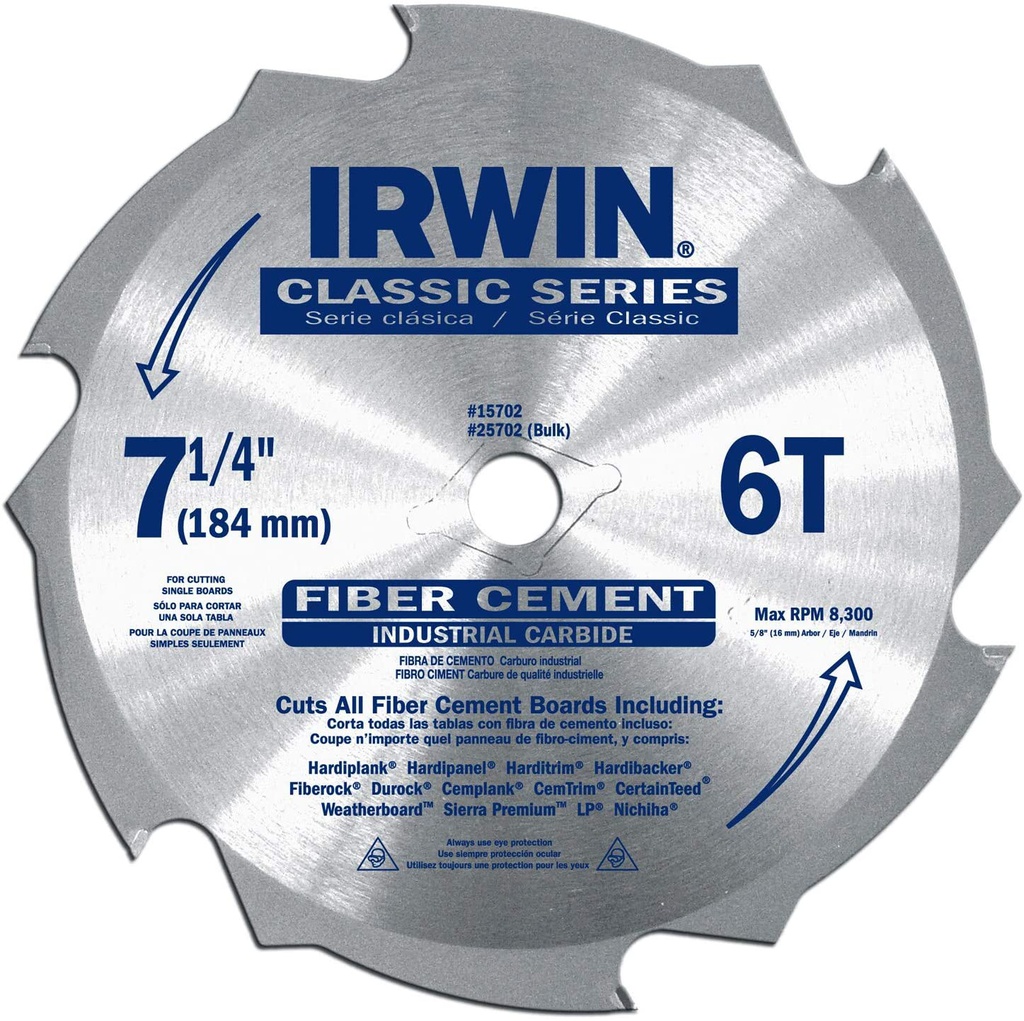 DISCO SIERRA FIBROCEMENTO 7-1/4"X6T 15702ZR IRWIN