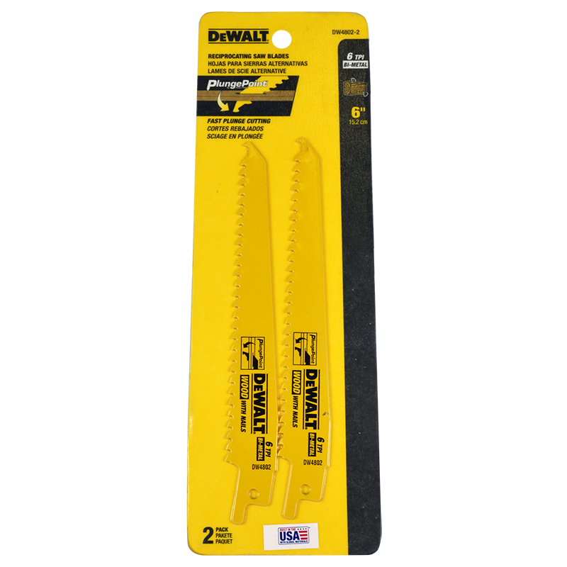 HOJA SIERRA RECIPROCA 6" MADERA 6 TPI DW4802-2 DEWALT
