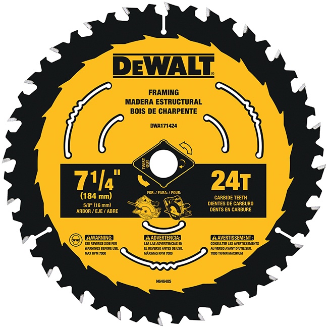 DISCO SIERRA PATIN 7-1/4"-24D DWA171424B10 DEWALT