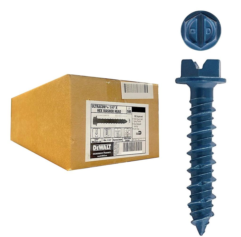 TORNILLO CONCRETO TAPPER HWH 1/4"X1-1/4" (HEX) DFM12720 DEWALT