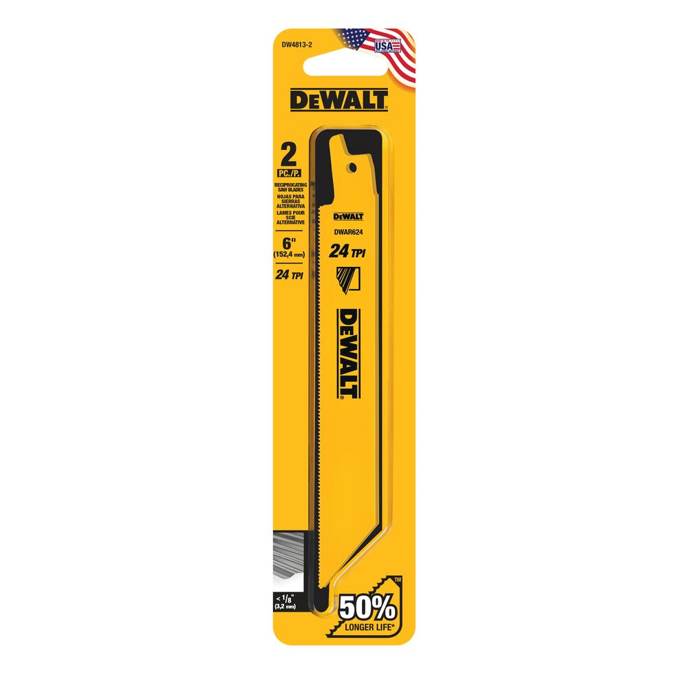 HOJA SIERRA RECIPROCA 6" METAL 24 TPI DW4813-2 DEWALT