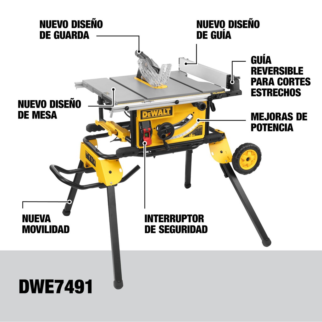 SIERRA MESA 10 " 1800W CON SOPORTE CON RUEDAS DWE7491RS DEWALT
