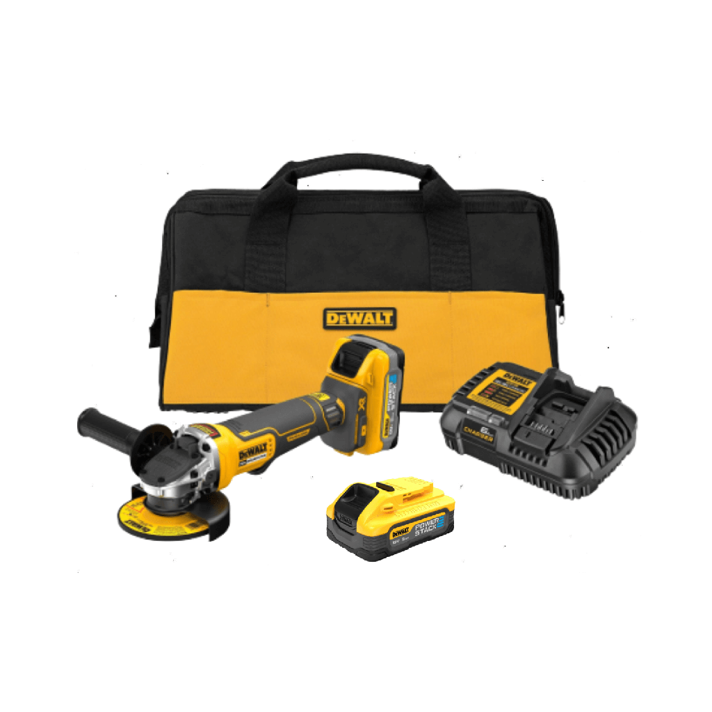 ESMERILADORA ANGULAR 4-1/2" 20V SIN CARBONES 5Ah POWERSTACK DCG413H2 DEWALT
