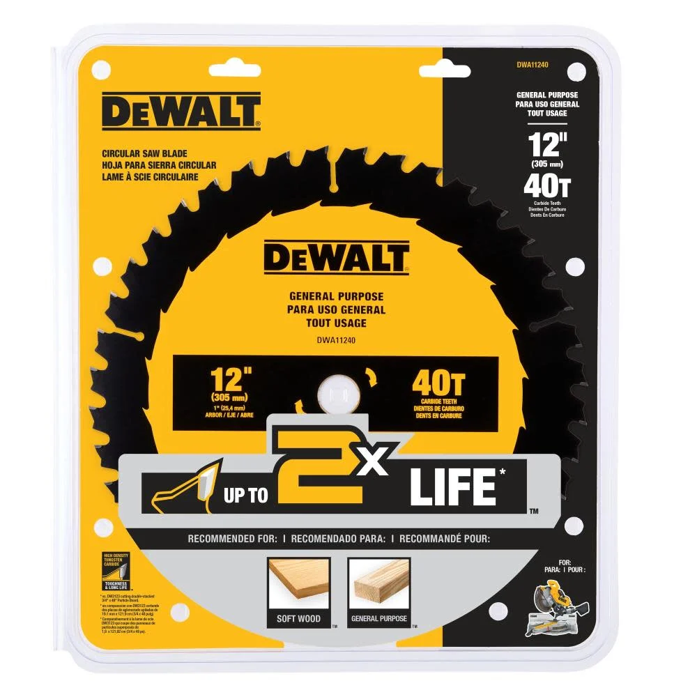 DISCO SIERRA 12"X1" 40 DIENTES MADERA RAPIDO DWA11240 DEWALT