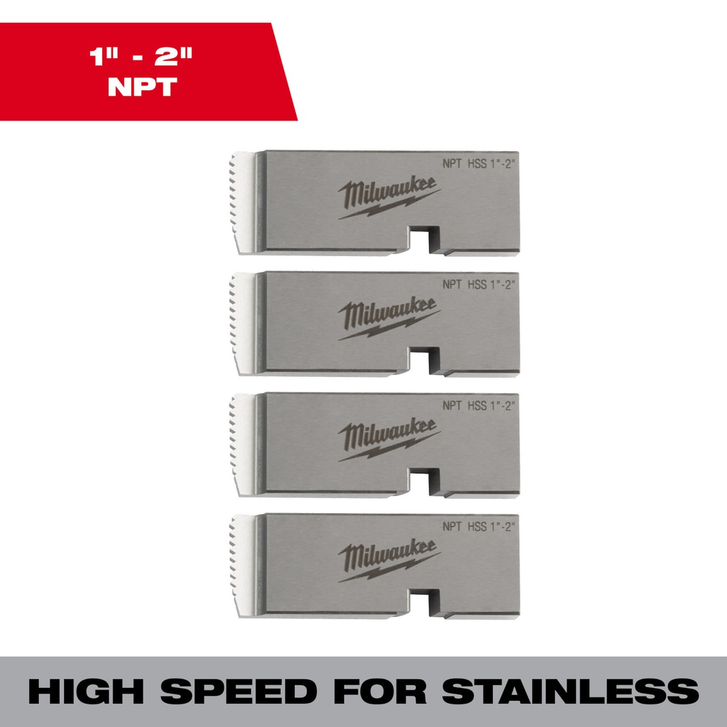JUEGO 4 DADOS PARA ROSCADORA 1"-2" INOX NPT 48-36-1206 MILWAUKEE