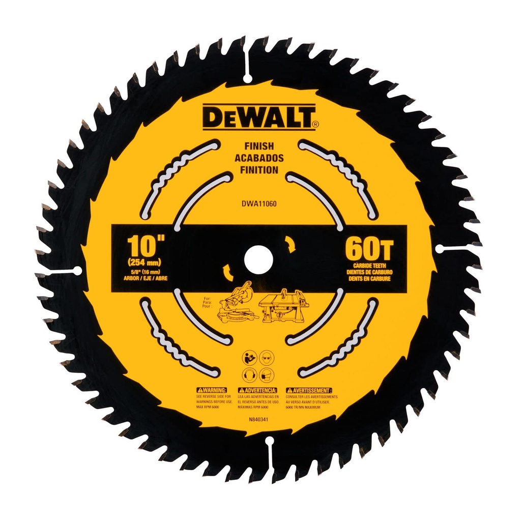 DISCO SIERRA CALZADA 10"X5/8" 60 DIENTES DWA11060 DEWALT