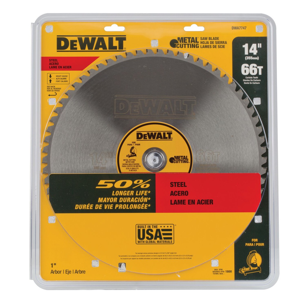 DISCO SIERRA CARBURO 14" 66 DIENTES DWA7747 DEWALT
