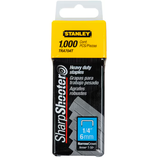 GRAPAS PARA TRABAJO PESADO-CORONA ANGOSTA 1/4″ 1000 PZS TRA704T STANLEY