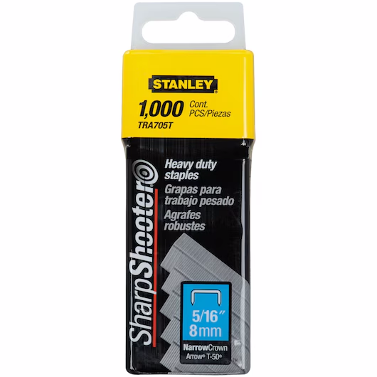 GRAPAS PARA TRABAJO PESADO-CORONA ANGOSTA 5/16″ 1000 PZS TRA705T STANLEY
