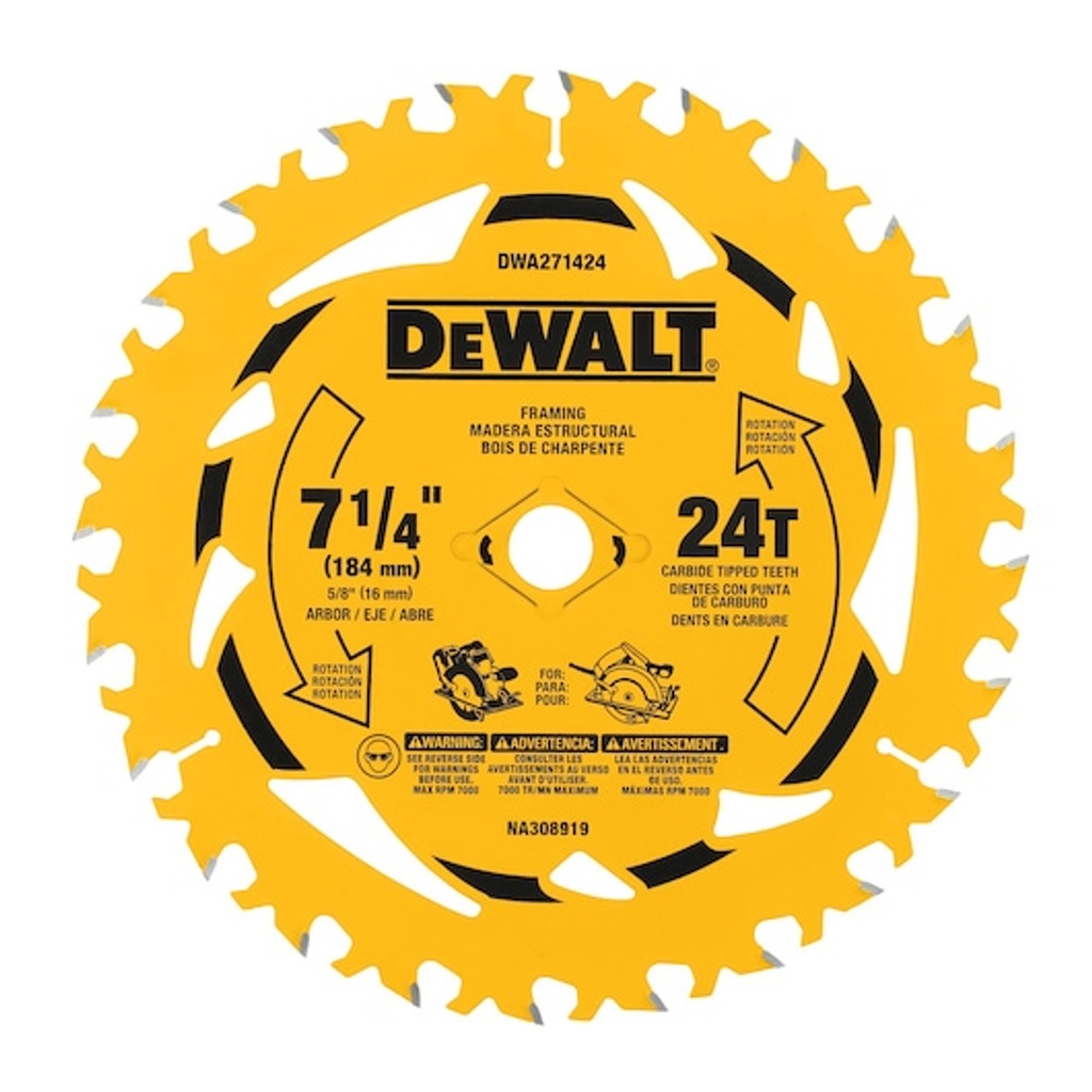 DISCO SIERRA PATIN 7-1/4"-24D DWA271424B10 DEWALT
