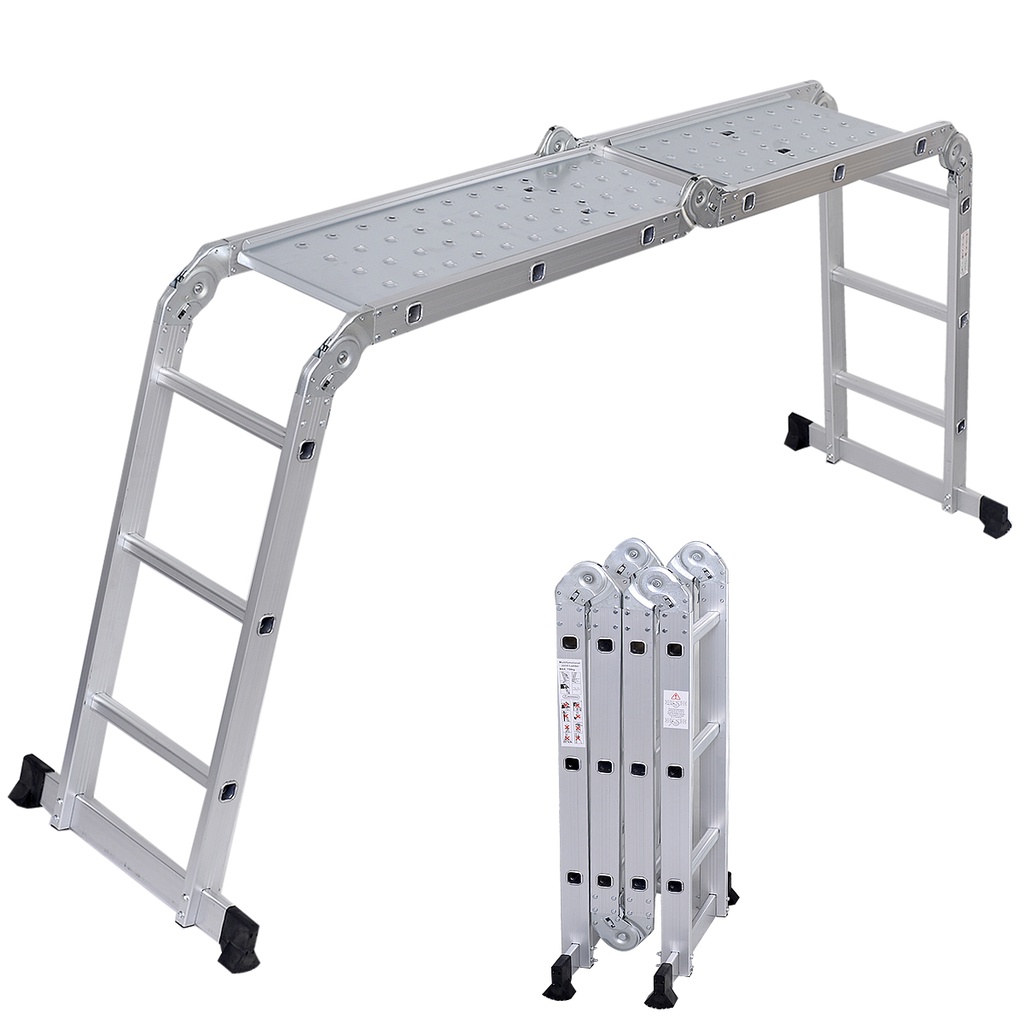 ESCALERA UTILITARIA MULTIPROPOSITO CON BANDEJA ALUMINIO 3.52 M  (12 PIES) 150 KG LX-M403 TECNOESCALERAS