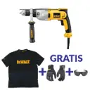 TALADRO PERCUTOR 1/2" 980W VVR DWD520K+DPG200L+DPG94-2D+TSHIRTDWXL DEWALT 