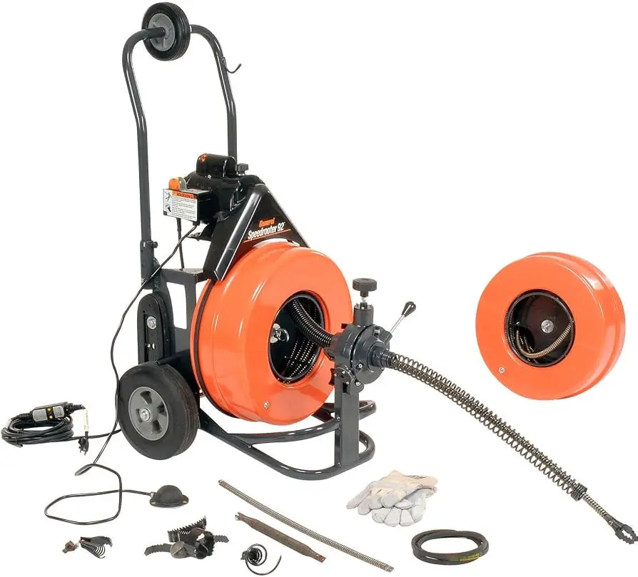 SONDA DESTAQUEADORA SPEED-ROOTER 92 CABLE 100EM4 (100 PIES X 5/8”) & JUEGO DE CORTADORES SRCS 108690 GENERAL PIPE CLEANER