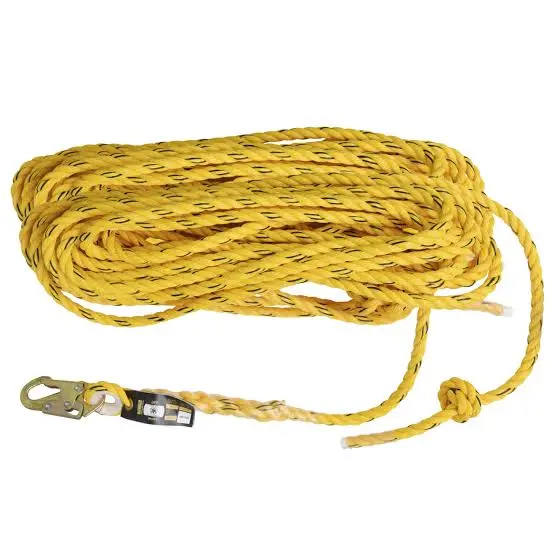 CUERDA POLIACERO VERTICAL LINEA DE VIDA CON MOSQUETON Y EXTREMO SELLADO CON CINTA 30 M DXFP100100 DFP SAFETY