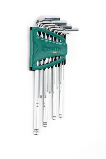 [ST09102SJ] JUEGO LLAVE HEXAGONAL EXTRA LARGA BOLA 12 PIEZAS PULGADAS ST09102SJ SATA