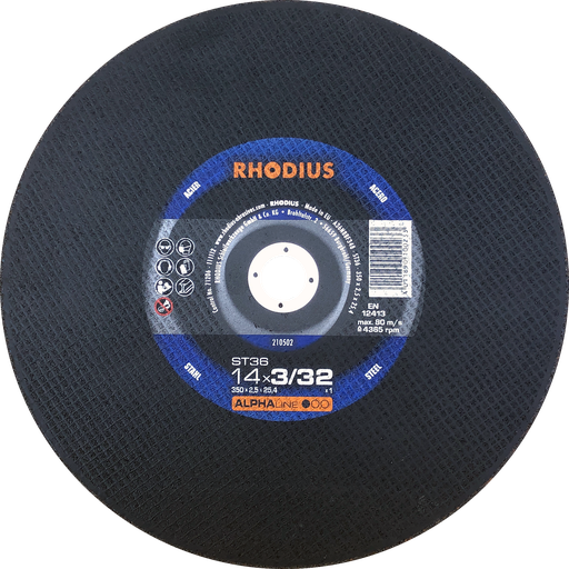 [210502] DISCO CORTE METAL TRONZADORA 14"X3/32"X1"  210502 RHODIUS