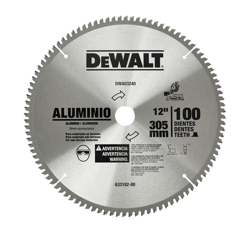 [DWA03240] DISCO SIERRA 12"X1-3/4" 100 DIENTES ALUMINIO DWA03240 DEWALT
