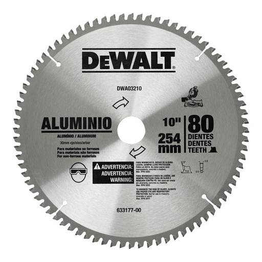 [DWA03210] DISCO SIERRA 10"X1-3/4"-5/8" 80 DIENTES ALUMINIO DWA03210 DEWALT