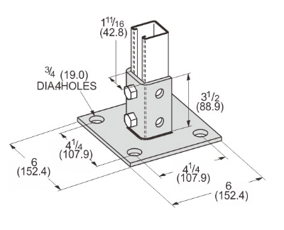 [L1605] BASE PARA POSTE PARA STRUT 4 HUECOS L1605 LIANXIANG