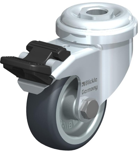 [382309] RUEDA TERMOPLASTICA GIRATORIA CON FRENO AGUJERO PASANTE  50X19MM 50KG LRA-TPA 50G-FI 382309 BLICKLE