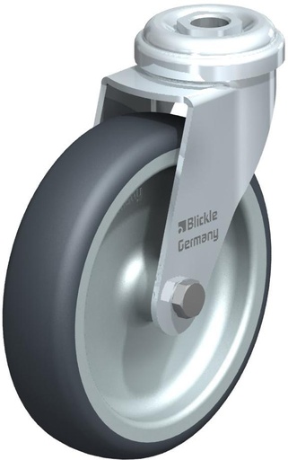 [303776] RUEDA TERMOPLASTICA GIRATORIA AGUJERO PASANTE 100X25MM 70KG LRA-TPA 100G 303776 BLICKLE