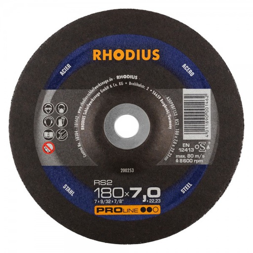 [210707] DISCO ESMERILAR METAL 180X7X22.23MM (7") 210707 ALFA LINE RHODIUS