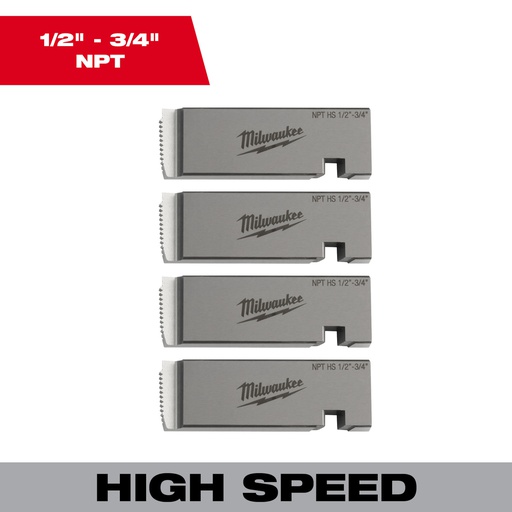 [48-36-1203] JUEGO 4 DADOS PARA ROSCADORA 1/2"-3/4" NPT 48-36-1203 MILWAUKEE
