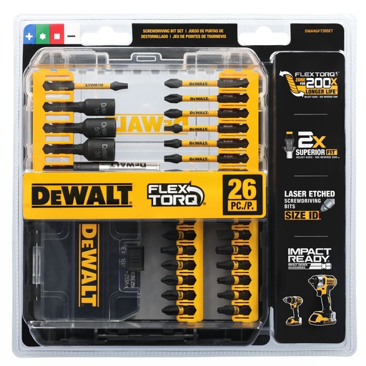 [DWANGFT26SET] JUEGO DE PUNTAS DE FLEX TORQ 26 PIEZAS DWANGFT26SET DEWALT